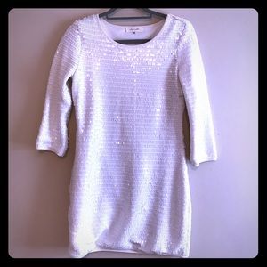 Winter White Sequin Cocktail Dress